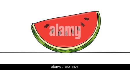 Conception d'une ligne continue de pastèque. Concept de conception de symbole de fruits. Éléments décoratifs dessinés sur un fond blanc Illustration de Vecteur