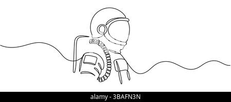 ligne continue d'astronautes. dessin d'un trait d'astronaute dans l'espace extra-atmosphérique. Recherche spatiale un trait modifiable vectoriel à une ligne. Illustration de Vecteur