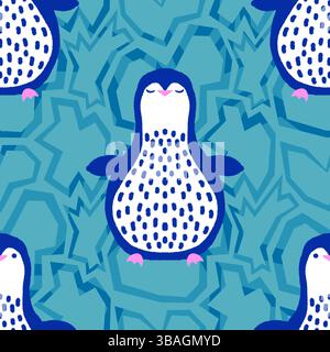 Motif de pingouin sans couture animaux de Noël pour l'emballage du papier et des tissus et des draps et des vêtements pour enfants imprimés et emballage du nouvel an et pac d'hiver Noel Banque D'Images