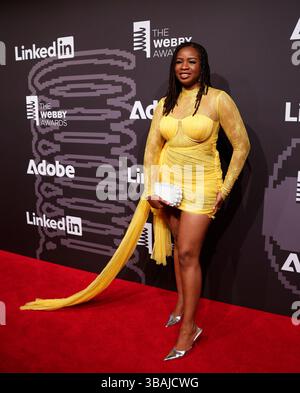 New York, États-Unis. 12 mai 2025. Vanessa Mbonu arrive sur le tapis rouge à la 29e cérémonie annuelle des Webby Awards qui se tient à Cipriani Wall Street le lundi 12 mai 2025 à New York. Photo de John Angelillo/UPI crédit : UPI/Alamy Live News Banque D'Images