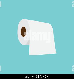 Icône de chasse d'eau du rouleau de papier hygiénique. Papier toilette Vector papier essuie-tout isolé serviette ruban plat Illustration de Vecteur