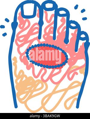 orteil douleur body amal icône doodle illustration Illustration de Vecteur