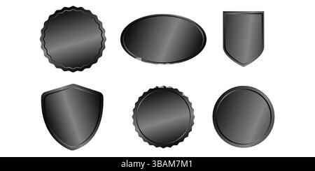 Ensemble de silhouettes de badge noir et d'icônes de bouclier Illustration de Vecteur