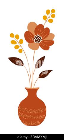 Bouquet de différentes fleurs de printemps et d'été dans le vase. Illustration vectorielle isolée sur blanc Illustration de Vecteur