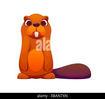 Lettre l enfant alphabet animal comme castor mignon avec de grandes dents de devant et une large queue plate. Dessin animé vecteur drôle police de mascotte zoo, typef anglais pour enfants Illustration de Vecteur