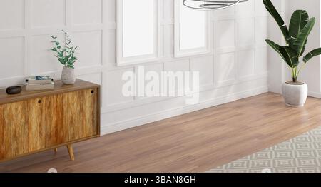 Chambre intérieure vide 3d rendu. Design intérieur moderne . Banque D'Images