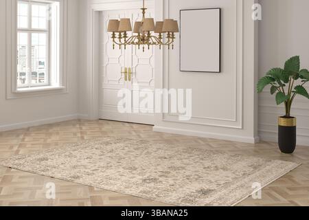Chambre intérieure vide 3d rendu. design intérieur classique . Chambre classique . Banque D'Images