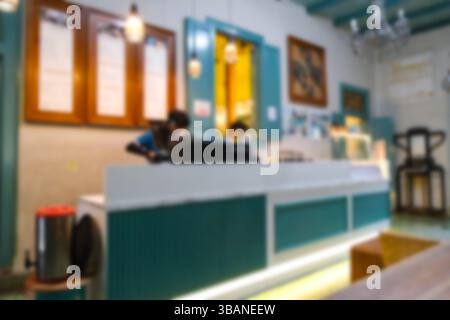 Arrière-plan abstrait d'intérieur de café ou de restaurant flou Banque D'Images