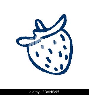 Doodle à la fraise dessiné à la main. Croquis de fruits mignons dans le style de bande dessinée. Illustration de nourriture fraîche, juteuse et saine pour autocollants, emballage, décoration de cuisine, orga Illustration de Vecteur