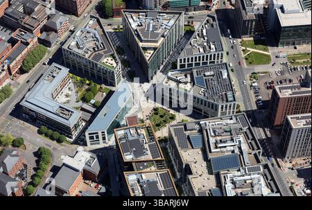 Vue aérienne de Wellington place dans le centre-ville de Leeds Banque D'Images