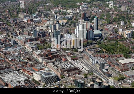 Vue aérienne du centre-ville de Leeds, de l'est vers l'ouest Banque D'Images