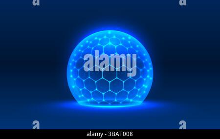 Bouclier de sphère avec hexagone, boule cyber Protect. Vecteur Illustration de Vecteur
