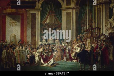 Joséphine s’agenouille devant Napoléon lors de son couronnement à notre Dame. Derrière lui se trouve le pape Pie VII. lieu représenté : notre Dame de Paris Jacques-Louis David / Georges Rouget - Banque D'Images