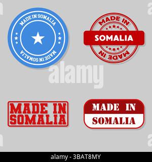 Série de 4 timbres avec drapeau fabriqué en Somalie Illustration de Vecteur