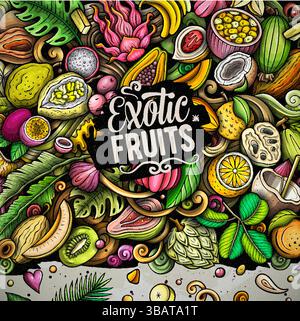Illustration de cadre de dessin animé de fruits exotiques Illustration de Vecteur