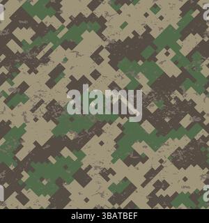 Grunge de pixel de motif sans couture de camouflage numérique Illustration de Vecteur