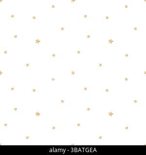Les étoiles dorées à motif aquarelle volent chaotiquement. Impression sans couture dans le style des enfants. Illustration sur fond isolé pour la conception textile, tissu Banque D'Images