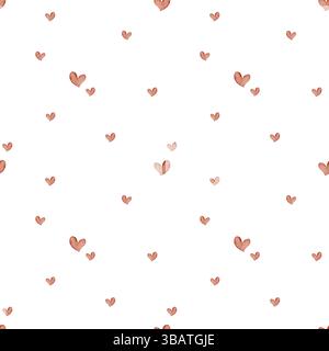 Motif aquarelle coeurs rouges, symbole de l'amour. Imprimé sans couture dans un style vintage. Illustration textile de fond isolé, tissu, vêtements de bébé Banque D'Images