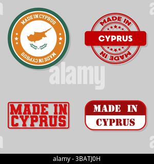 Série de 4 timbres avec drapeau fabriqués à Chypre Illustration de Vecteur