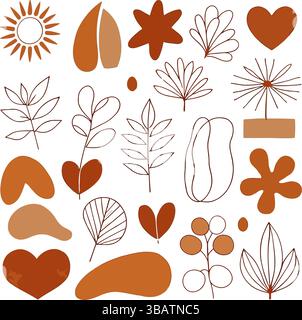 Terreux tons Botanical Minimalist Shapes Abstract Vector illustration Set Illustration de Vecteur
