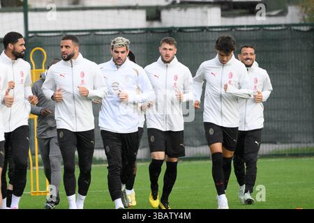 Roma, Italie. 13 mai 2025. Lors de la séance d’entraînement avant la finale de la Coppa Italia entre Milan et Bologne au Centre d’entraînement Olympique Giulio Onesti à Rome, Italie. Mardi 13 mai 2025. Sport Soccer (photo de Fabrizio Corradetti/LaPresse) crédit : LaPresse/Alamy Live News Banque D'Images