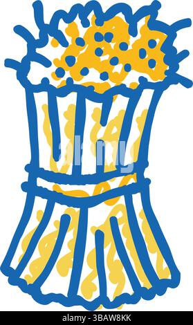 grandes épis de gerbe d'icône de récolte de blé doodle illustration Illustration de Vecteur