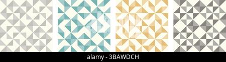 Ensemble de quatre motifs de patchwork géométriques abstraits monochromes, fond minimal géométrique brutalisme avec des triangles. Couleurs simples - facile à enregistrer Illustration de Vecteur