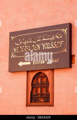 Medersa ben Youssef à Marrakech, Maroc Banque D'Images