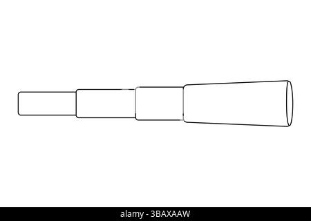 Coloriage avec dessin d'été d'un télescope vintage classique. Spyglass. Tube optique pour l'observation à distance d'un navire. Pour divertir, su Illustration de Vecteur