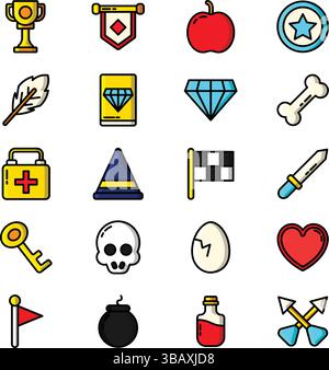 Jeu d'icônes de jeux vidéo – jeu, console, manette et collection de divertissement numérique Illustration de Vecteur