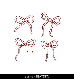 Ensemble de noeuds ruban dessinés à la main Illustration de Vecteur