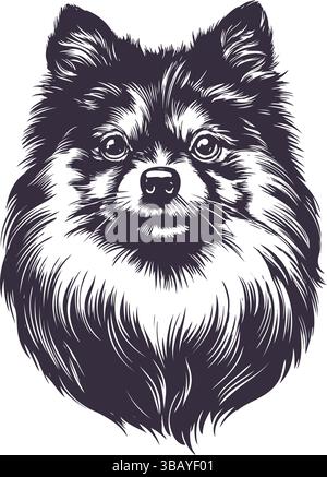 Pomeranian, un petit chien drôle , dessin à la main dessin vectoriel illustration croquis. Illustration de Vecteur