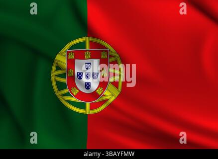 Le drapeau du Portugal couvrant le cadre agite au vent Banque D'Images