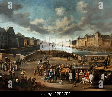 Le Louvre vu du Pont neuf - le Louvre vu du Pont neuf 1666 par Hendrick MOMMERS 1623-1693 pays-Bas néerlandais ( vue de Paris avec le Louvre, XVIIe siècle est une peinture de Hendrick Mommers qui ) Banque D'Images