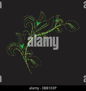 Motif floral vert orné sur un fond sombre Illustration de Vecteur