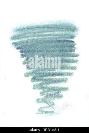 Un gribouillage de crayon coloré sur papier blanc. Banque D'Images