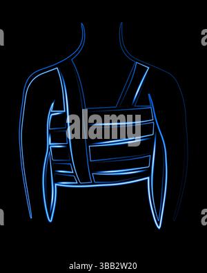 Illustration isolée vectorielle de bandage dorsal. Premiers soins pour traumatismes du dos. Illustration de Vecteur