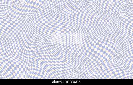 Motif sans couture de damier groovy, fond de damier rétro abstrait ondulé. Planche Trippy Wave géométrique. Funky Square Warp y2k Chess psychédélique des années 90 Illustration de Vecteur