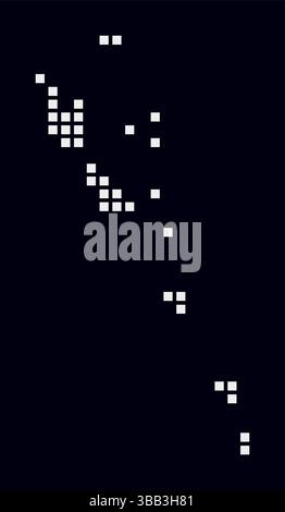 Carte en pointillés de Vanuatu. Carte de style numérique du pays sur un fond sombre. Forme Vanuatu avec des points carrés. Style de points colorés. Carrés de grande taille. Illustration de Vecteur