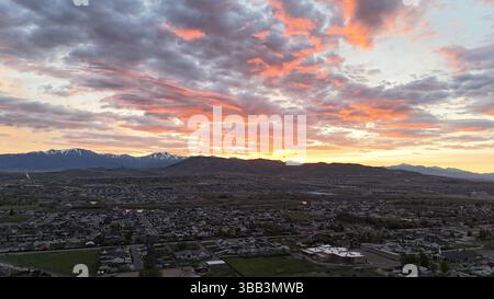 Coucher de soleil montagne Banque D'Images