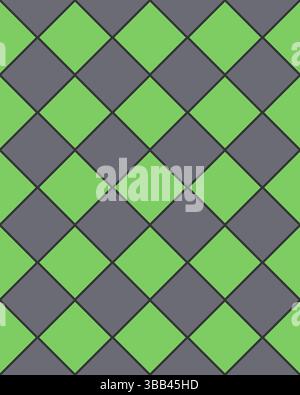 Un design géométrique coloré présente une alternance de formes de losanges vertes et grises sur un fond texturé, créant un intérêt visuel. Banque D'Images