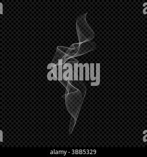 Fumée png. Vapeur de cigarette blanche isolée. Effet transparent à la vapeur. Vapeur sur fond noir. Illustration eps vectorielle Illustration de Vecteur