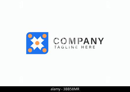Brutalism Art icône signe symbole logo avec carré abstrait et forme de fleur minimalisme identité de marque d'affaires Illustration de Vecteur