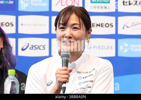 Yokohama, Kanagawa, Japon. 15 mai 2025. Mami Tani (JPN) Triathlon : World Triathlon Championship Series Yokohama 2025 Conférence de presse à Yokohama, Kanagawa, Japon . Crédit : Yohei Osada/AFLO SPORT/Alamy Live News Banque D'Images