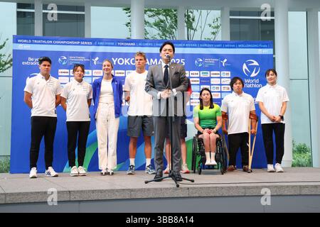 Yokohama, Kanagawa, Japon. 15 mai 2025. Takeharu Yamanaka Triathlon : World Triathlon Championship Series Yokohama 2025 Conférence de presse à Yokohama, Kanagawa, Japon . Crédit : Yohei Osada/AFLO SPORT/Alamy Live News Banque D'Images