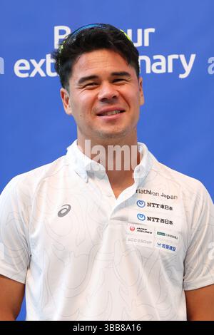 Yokohama, Kanagawa, Japon. 15 mai 2025. Kenji Nener (JPN) Triathlon : World Triathlon Championship Series Yokohama 2025 Conférence de presse à Yokohama, Kanagawa, Japon . Crédit : Yohei Osada/AFLO SPORT/Alamy Live News Banque D'Images