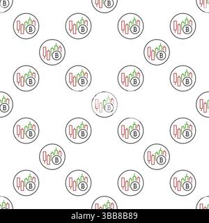 Vecteur d'investissement Bitcoin concept de Trading ligne mince ronde modèle sans couture Illustration de Vecteur