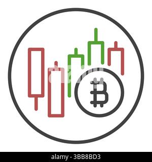 Bitcoin vecteur d'investissement concept de Trading fine ligne ronde icône ou symbole Illustration de Vecteur