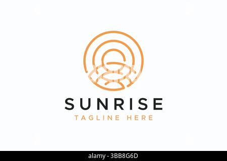 Sunrise Abstract Circle Shape simple badge logo nature concept Illustration de Vecteur
