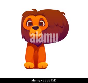 Lettre P enfants alphabet animal comme personnage de lion de bande dessinée avec visage amical et crinière, police de mascotte de zoo drôle, police de caractères anglais pour enfants, type de caractère de lettre drôle. Cute abc pour l'éducation des enfants Illustration de Vecteur